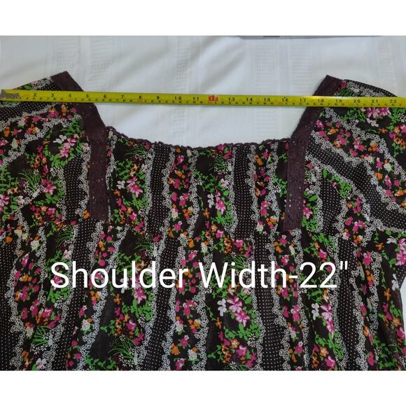 Crazy Angel Peasant Top 2X 3X Cottage Core Floral Sheer Lined BOHO Festival VTG - Picture 15 of 16